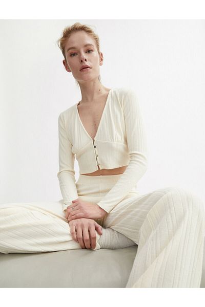 Koton Cardigan crop pentru damă, cu mânecă lungă cu nasturi
