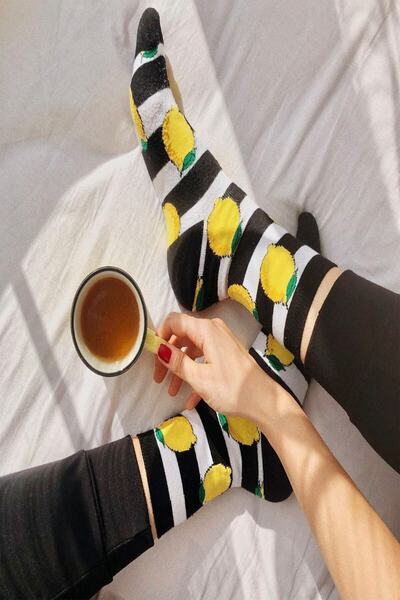 MG ÇORAP طقم جوارب منقوشة بالليمون مكون من 3 قطع