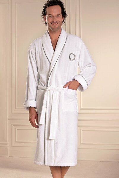 Soft Cotton Şehzade Şalyaka Bornoz - Beyaz S Beden