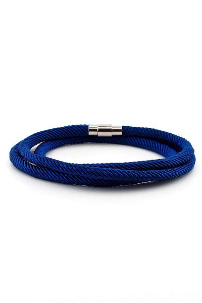 Solfera Men's Three Sira Wrap Metal Miknatis Navy Blue Bracelet Bt347