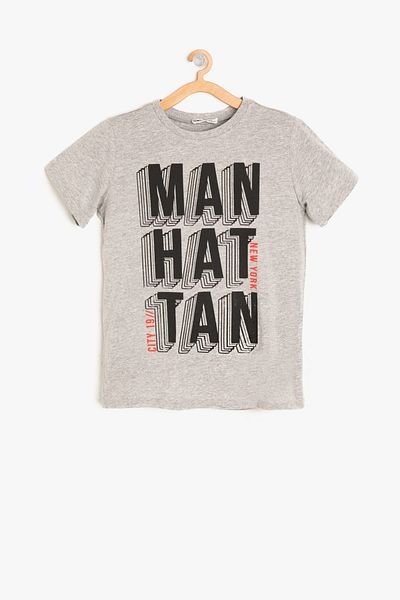 Koton Gray Boy's Text Printed T-Shirt