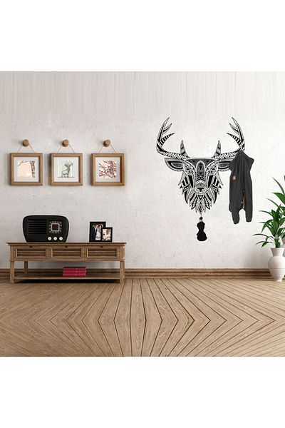 Tilki Dünyası Patterned Black Color Deer Hanging Wall Sticker