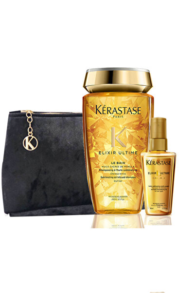Kerastase Elixir Ultime Parlaklık Şampuanı - Le Bain 250 ml + Elixir Besleyici Yağ 50 ml 2840095030561