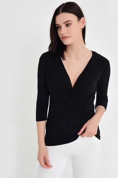 Laranor Γυναικεία Μπλούζα με Μαύρο Γιακά Twist Detail 19L6642