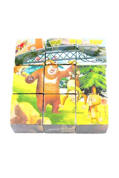 Toys Go Green مكعبات الألغاز الخشبية /