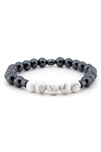 Solfera Men's Howlite and Hematite Jewelled Bracelet B436