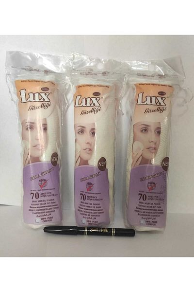 ASYA PAMUK Luxury 70 Pieces Disc Makeup Cotton 3 Pack 210 Pieces + 1 Piece Eye Pencil Gift