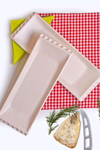 Keramika Mat Kırık Beyaz Selen Kayık Tabak 33 Cm 2 Adet