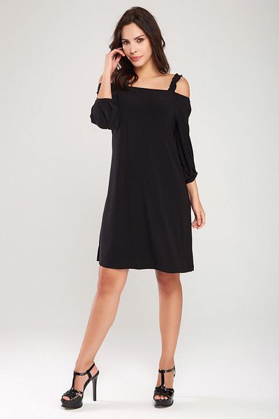 Laranor Women's Black Rope Strap Madonna Collar Dress 18L6274