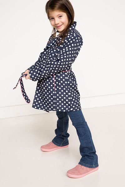 DeFacto Navy Blue Girl's Polka Dot Trench Coat E9360A4Z.Nv31