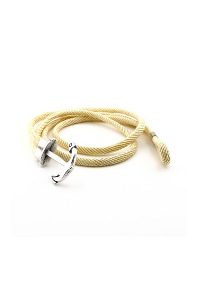 Solfera Men's Cream Colored Wrapped Large Anchor Bracelet Bt408