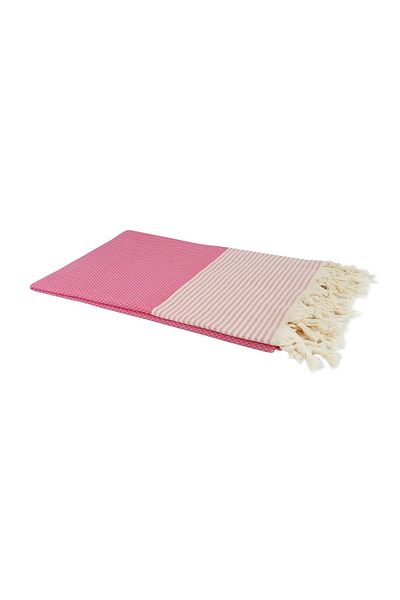 Bedinn Peshtemal Honeycomb ριγέ κρέμα-ροζ Pst266