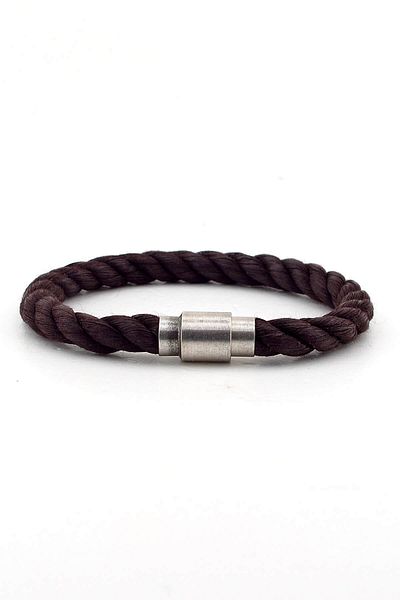 Solfera Men's Brown Rope Metal Magnetic Clip Bracelet BT342