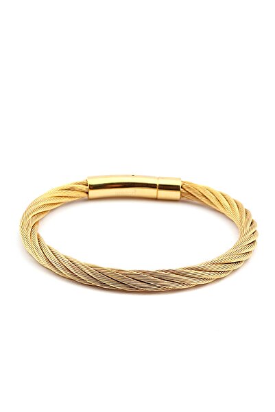 Welch Erkek Tel Sarmalı Gold Çelik Bileklik 2100-H55