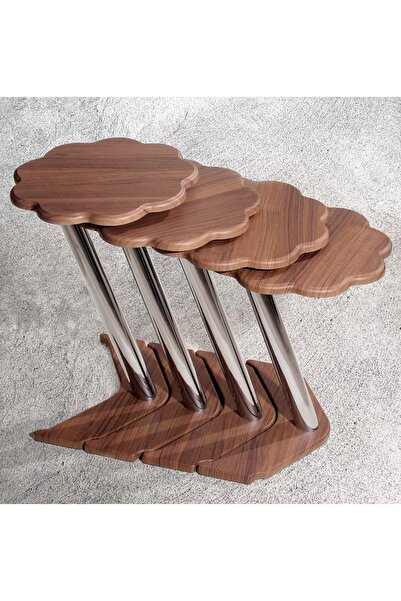 Veys Sehpa 4 Lü Papatya Zigon Sehpa - Ceviz