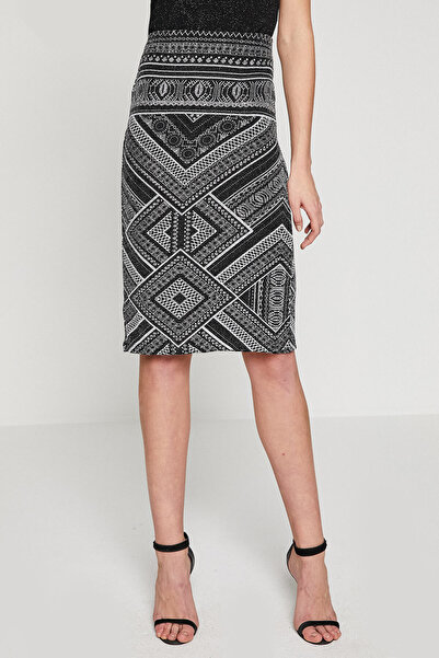 Koton Women's Black Midi Normal Waist Slim Cut Skirt 8YAK74517FK