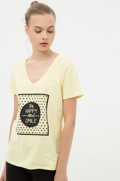 Koton Tricou galben de damă 7KAL11974JK