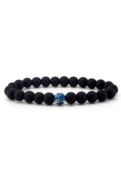 Solfera Men's Black Matte Onyx Varicide Original Natural Stone Bracelet B1853