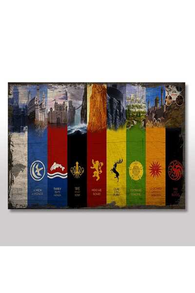 Cakatablo 35cmX50cm Ahşap Tablo Game of Thrones Kaleleri