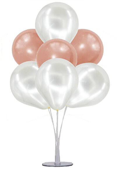 Partifabrik Balloon Stand Rose Gold White Balloon Bunch