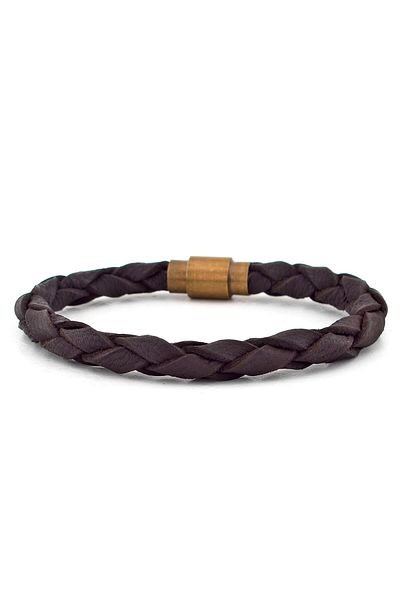 Solfera Men's Thick Brown Original Leather Black Clip Bracelet BT517