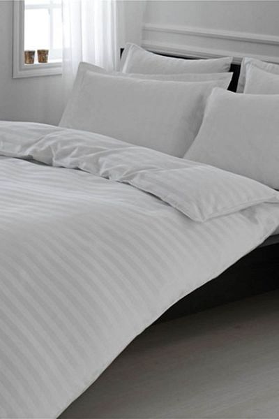 Özdilek Single Line Striped Satin Duvet Cover Set-White