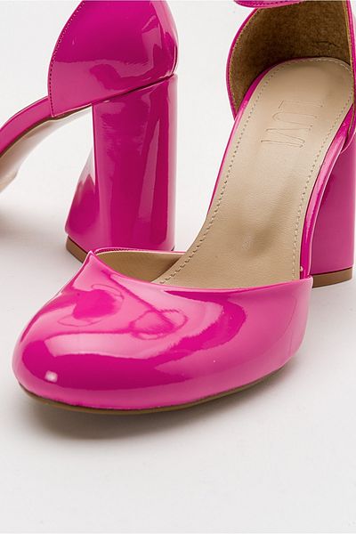 LuviShoes Pantofi cu toc pentru damă din piele lacuită Oslo fucsia