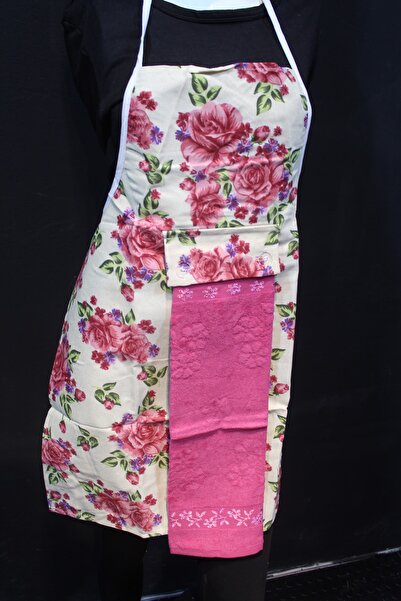 HUZUR ÇEYİZ مريلة مطبخ مقاومة للماء مع منشفة