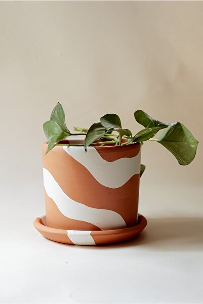 fidayy Terracotta Saksı Tabak - Bohem Beyaz 13,5x15,5 Cm