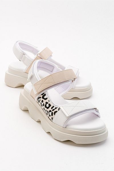 LuviShoes Tedy White Patterned Women's Sandals