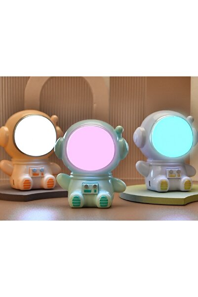 hediyeconcepti Karikatür Spaceman Gece Işıkları Usb Şarj Edilebilir Lambalar Çocuklar Için Bebek Masa Lambası