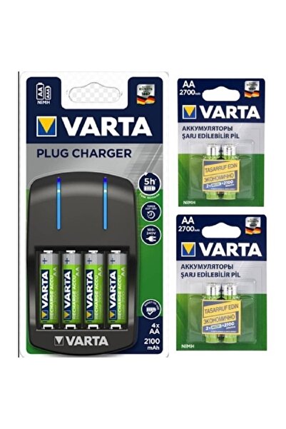 Varta 57647 Plug Şarj Cihazı 2700 Mah Aa Kalem Şarjlı Pil 4'lü