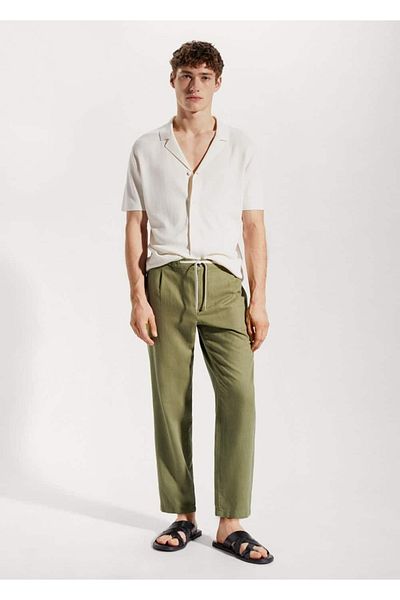 MANGO Man Slim Fit Linen Trousers