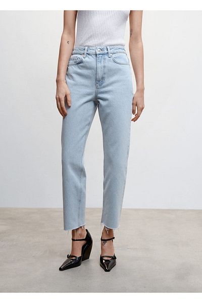 MANGO Woman Pantaloni de jeans cu talie inalta cu croiala dreapta