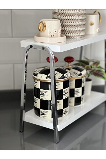 Kafe ss Sweet Smile Mutfak Raf Krom Beyaz Tezgah Üstü Raf Kahve Köşesi Raf Banyo Raf Baharatlık