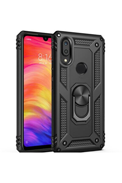 Rivor Huawei Y7 Prime 2019 Uyumlu Kılıf Military Armour Yüzüklü Standlı Koruy...