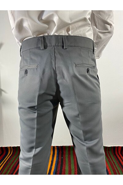 LCETTY P12 Ανδρικό παντελόνι από λινό ύφασμα σε ανοιχτό γκρι κλασικό κόψιμο