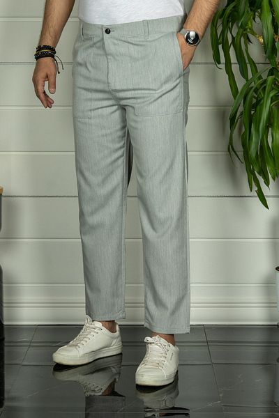 MODAMESTO Men's Gray Wide Cut Trousers