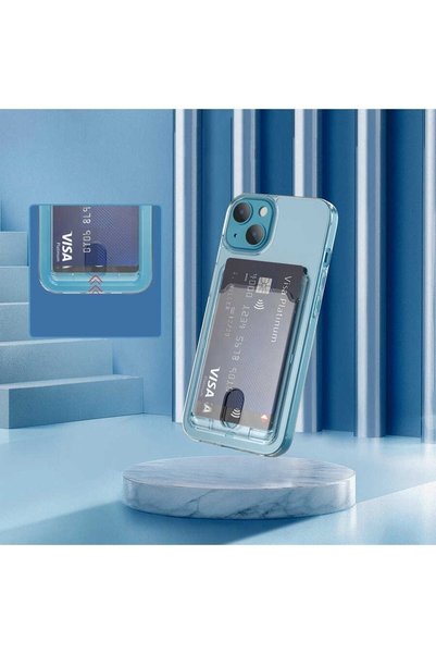 piblue حافظة متوافقة مع هاتف Apple Iphone 13، غطاء حامل بطاقات شفاف وناعم ممت...