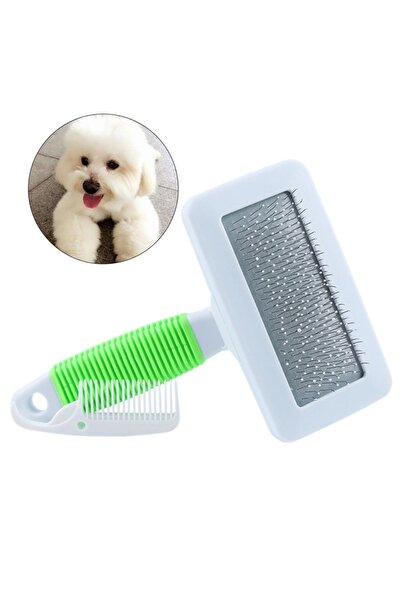 Ecoform Kedi Köpek Evcil Hayvan Tüy Tarama Kaşıma Fırçası Telli Taraklı Yeşil
