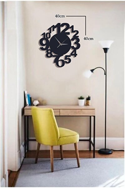 Ensa Design Ceas de perete decorativ din lemn cu cifre mari 40x40cm