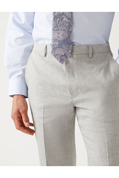 Marks & Spencer Tailored Fit Italian Linen Miracle™ Pantolon