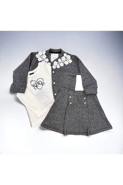 cloudkidclub Çiçekli Incili Ceket-etek Super Star Kız Takım 1-5yaş