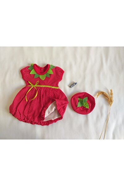 Emre bebek giyim Kız Bebek Kırmızı Çilek Elbise