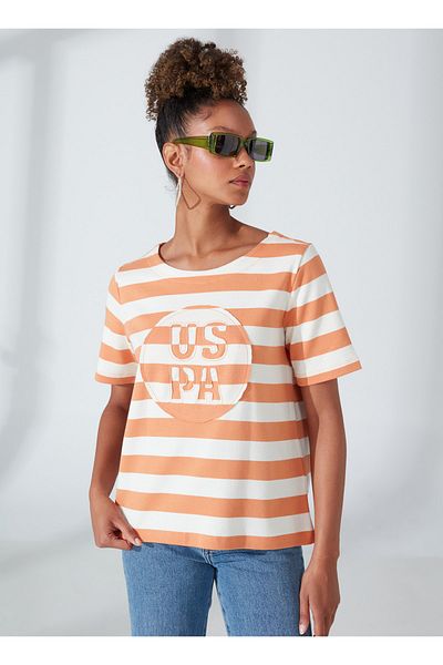 U.S. Polo Assn. Tricou roșu cu dungi pentru femei Messe