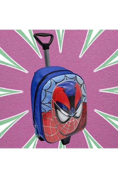 Tezzgelsin Kindergarten Nursery Spiderman Figured 2-6 Years 5d Printed Wheeled Backpack School Bag with Wheelchair