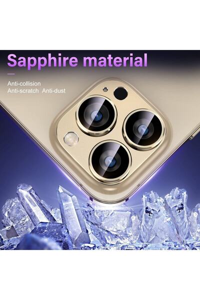 mimtec Apple Iphone 14 Pro Ve Iphone 14 Pro Max Uyumlu Çerçeveli Tam Koruma Gold Kamera Lens Koruyucu