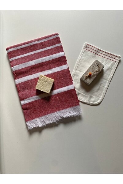 CNGZSHOP Peştemal, Zeytinyağlı Doğal Sabun,kese,topuk Taşı Gelin Hamamı Seti 4lü