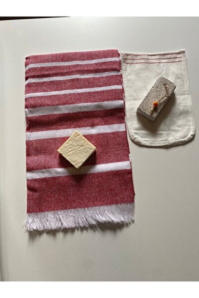 CNGZSHOP Peştemal, Zeytinyağlı Doğal Sabun,kese,topuk Taşı Gelin Hamamı Seti 4lü