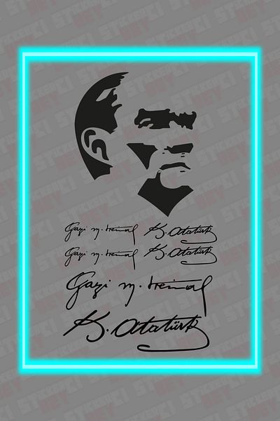 STİCKERCI BEY Gazi Mustafa Kemal Atatürk Autocolant cu semnătură Imprimare folie Etichetă de acoperire Material modificat și accesoriu
